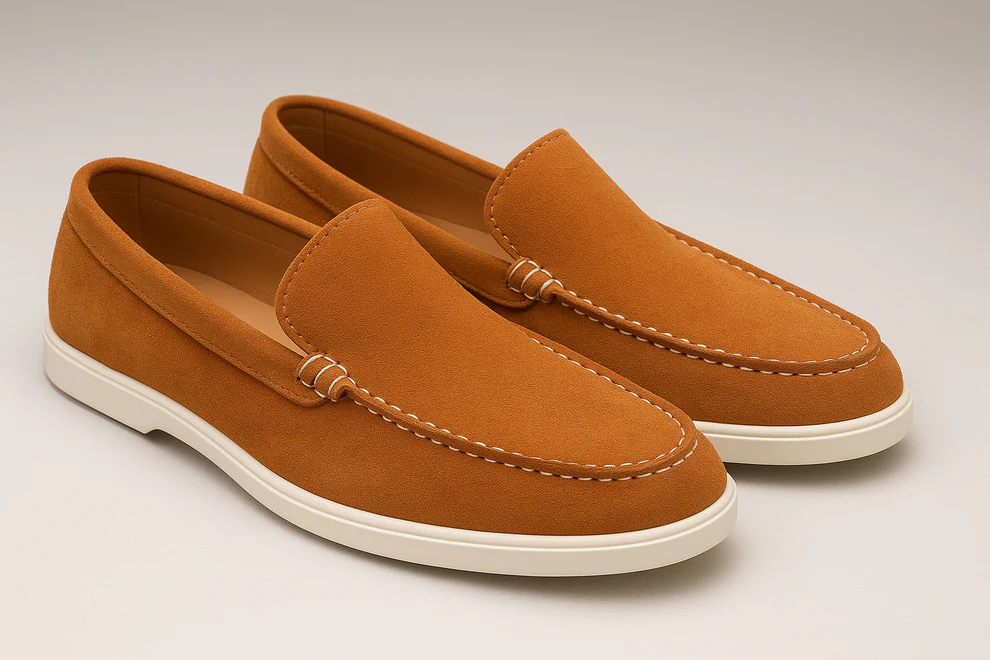 CAMEL SUEDE WHITE SOLE MOCCASION (6-39)