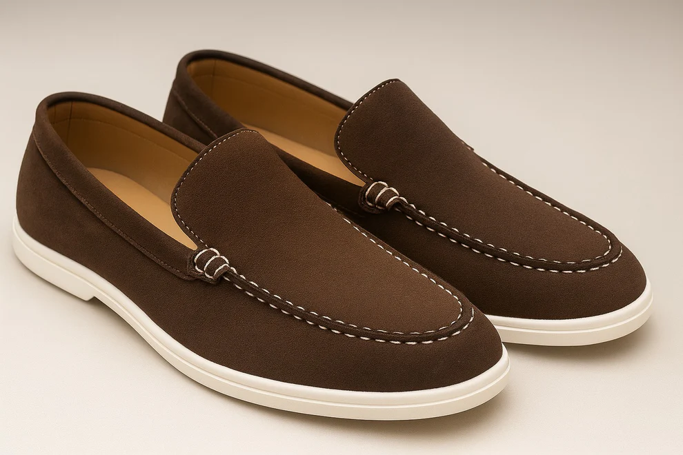 BROWN SUEDE WHITE SOLE MOCCASION (6-39)